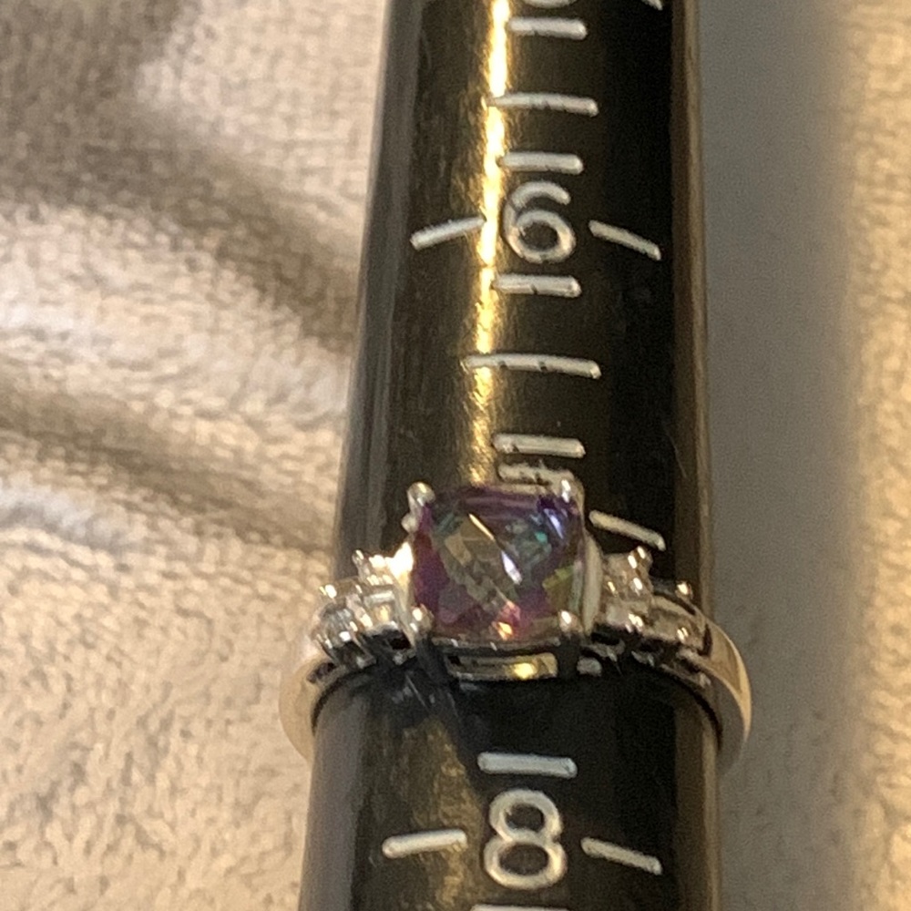 10K White Gold Mystic Topaz Diamond Accents
